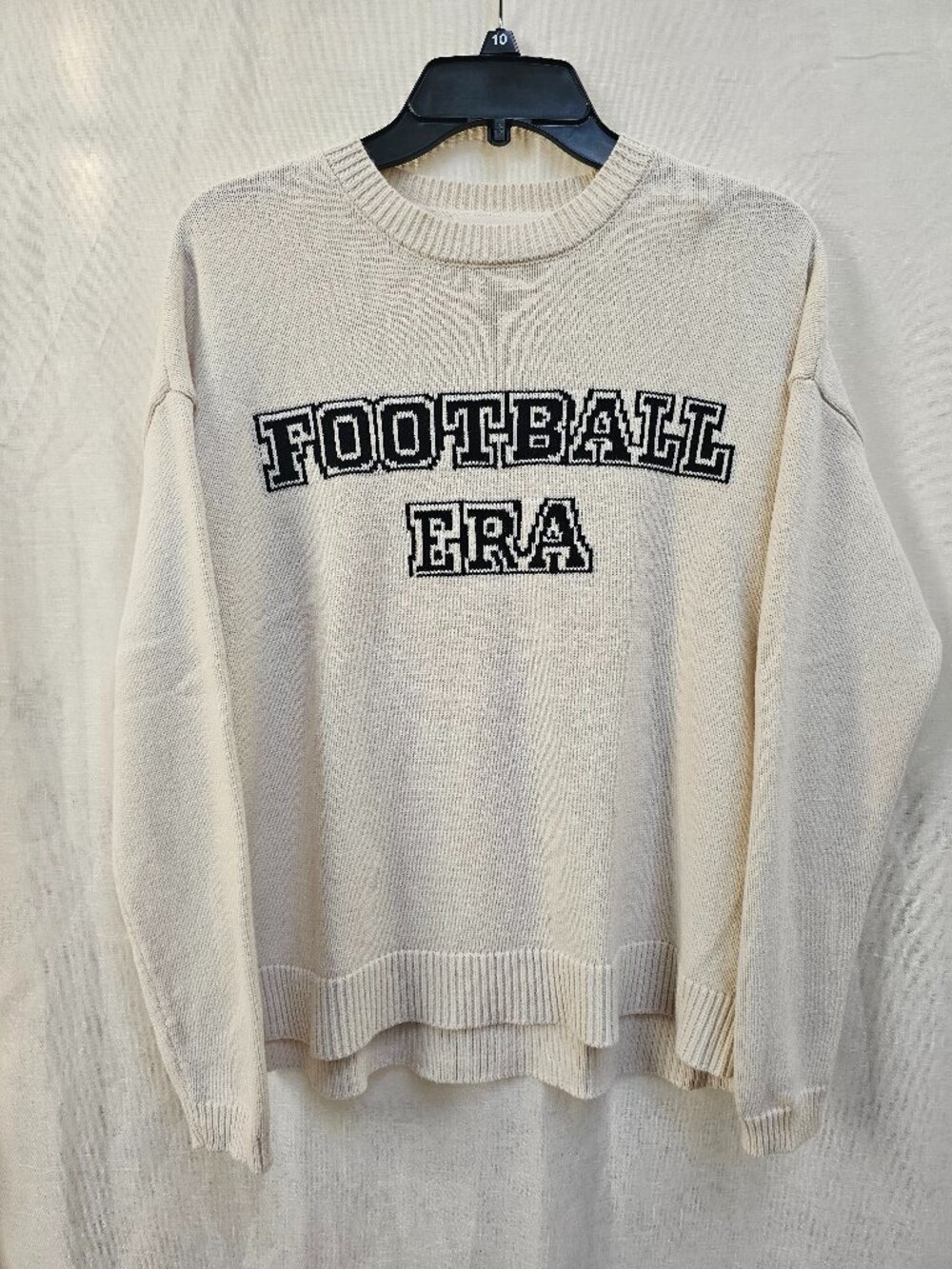 Jessica Simpson rib-knit sweater "Football Era" cream-colored Size M